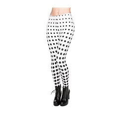 Legging blanc à pois noirs.