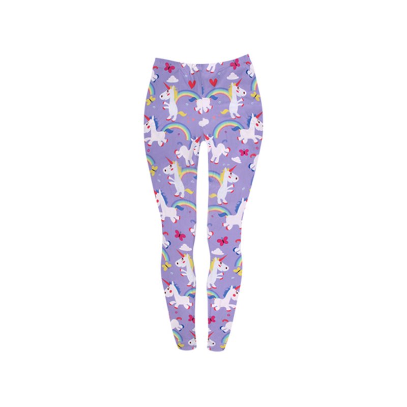 Legging mauve motifs licorne.