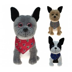 Peluche chien "bouledogue" avec son bandana MIX.