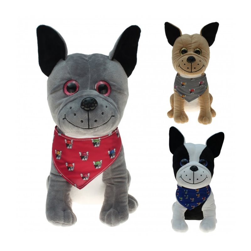 Peluche chien "bouledogue" avec son bandana MIX.