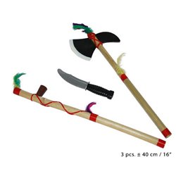 Set indien, tomahawk, calumet & couteau