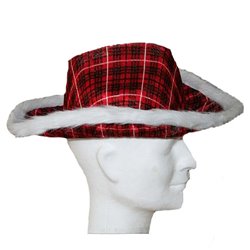 Chapeau de Cow-boy Rouge Ecossais