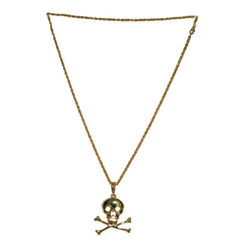 Collier métallique avec tête de mort or