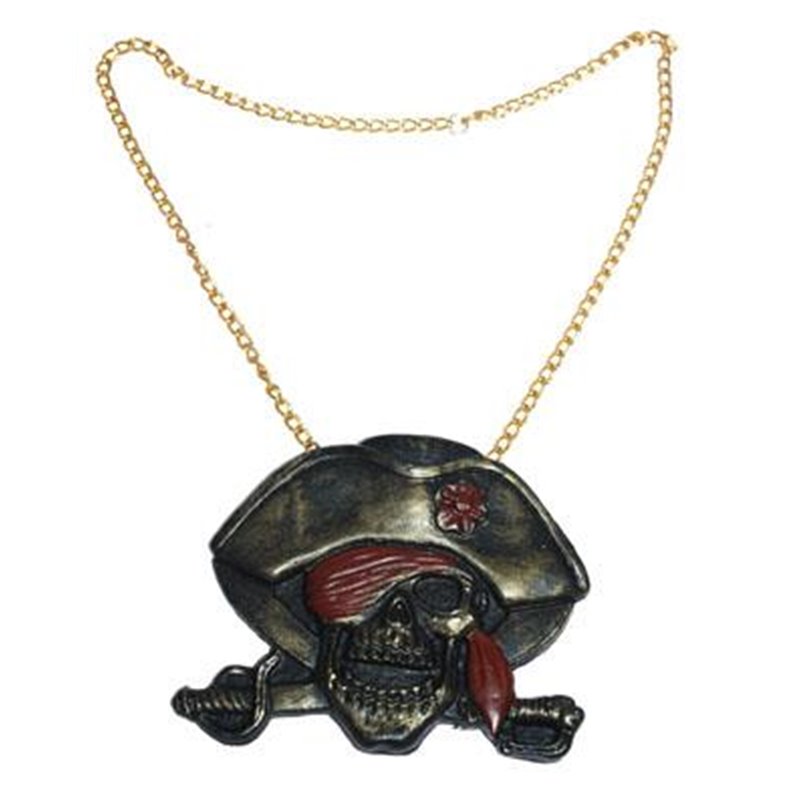 Collier avec tête de pirate en plastique