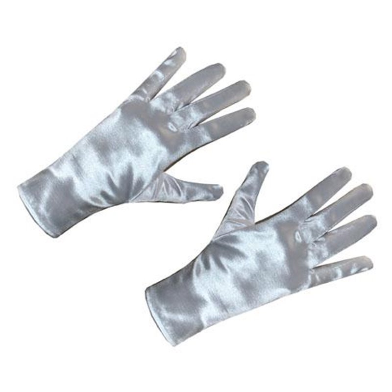 Paire de Gants à Bord Cousu Satin Blanc