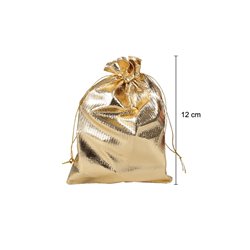 sac cadeau métallisé avec ruban or 12x9.5cm