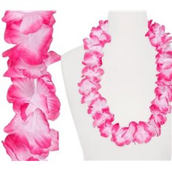 collier de fleurs. tahiti rose et blanc 60mm