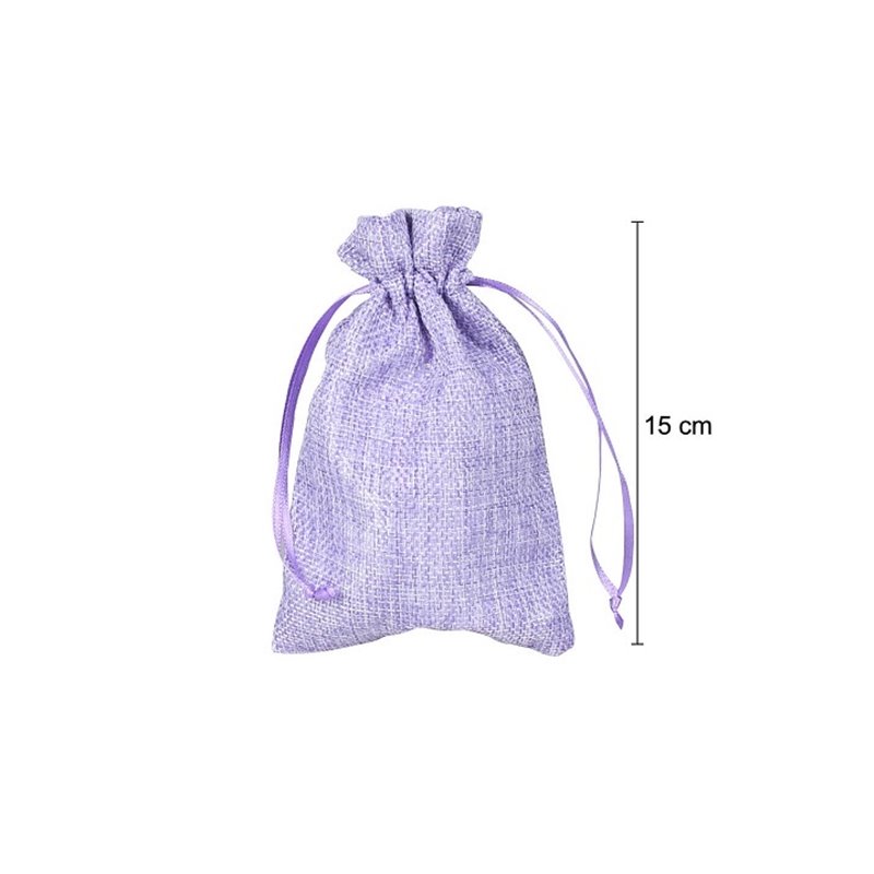 sac en toile de jute lilas 15x9.5cm