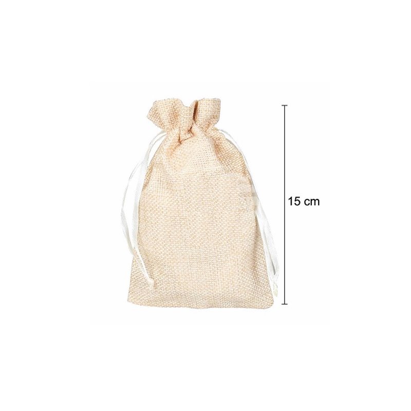 sac en toile de jute beige 15x9.5cm