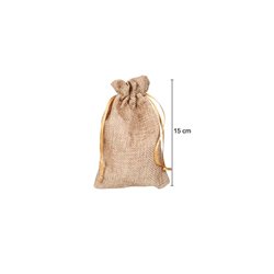 sac en toile de jute brun clair 15x9.5cm