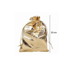 sac cadeau métallisé avec ruban or 22x16.5cm