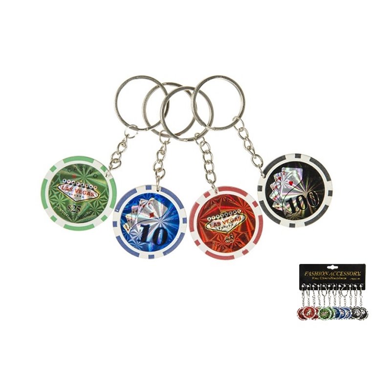 porte-clefs jetons de poker mix 4cm