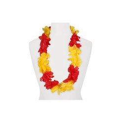 collier de fleurs épais tahiti rouge jaune 80mm