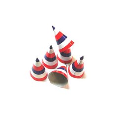 lot de 6 chapeaux cône bleu blanc rouge france 16cm