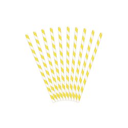 lot de 10 pailles carton jaune & blanc 19.5cm