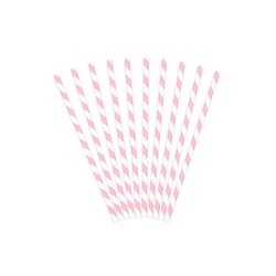 lot de 10 pailles carton rose & blanc 19.5cm