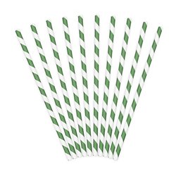 lot de 10 pailles carton vert & blanc 19.5cm