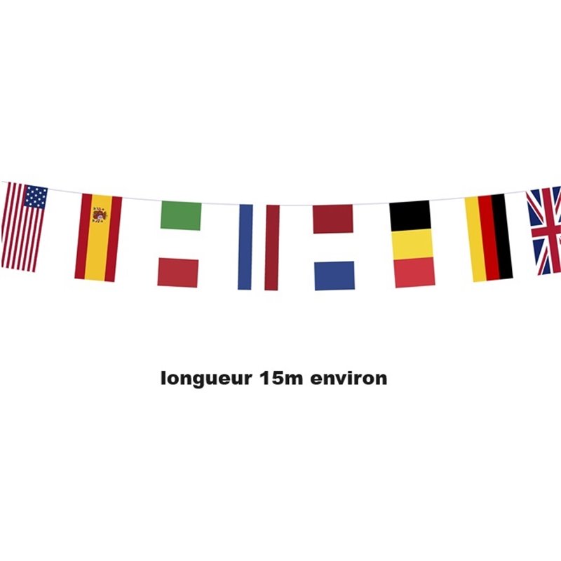 guirlande fanions drapeaux pays du monde 15m