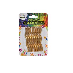 lot de 8 bougies "crazy candles" or 8cm