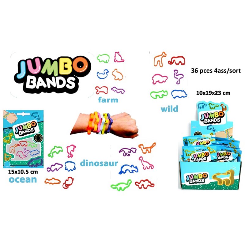 lot de 6 bracelets animaux jumbo bands mix