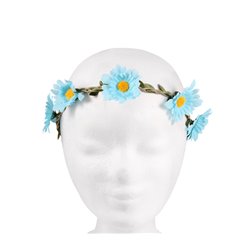 couronne de fleurs élastique bleu ciel