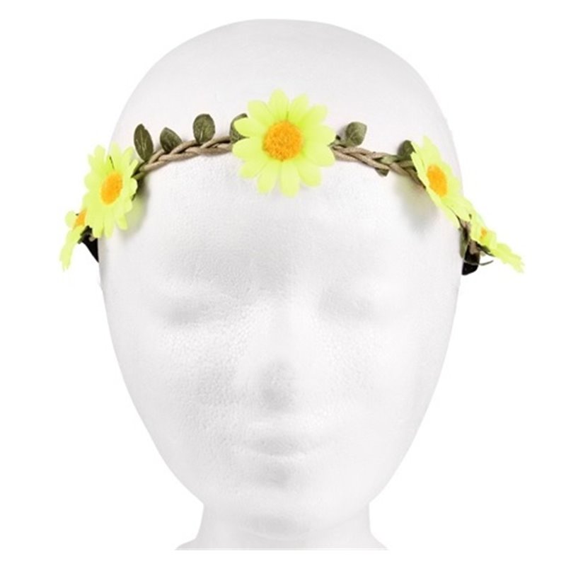 couronne de fleurs élastique jaune