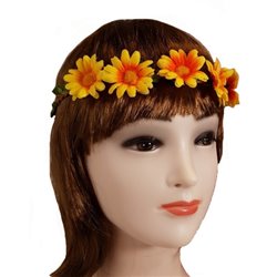 couronne de fleurs élastique jaune orange