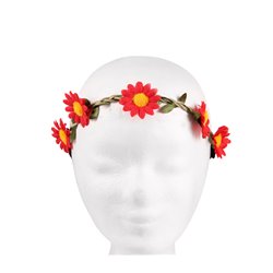 couronne de fleurs élastique rouge