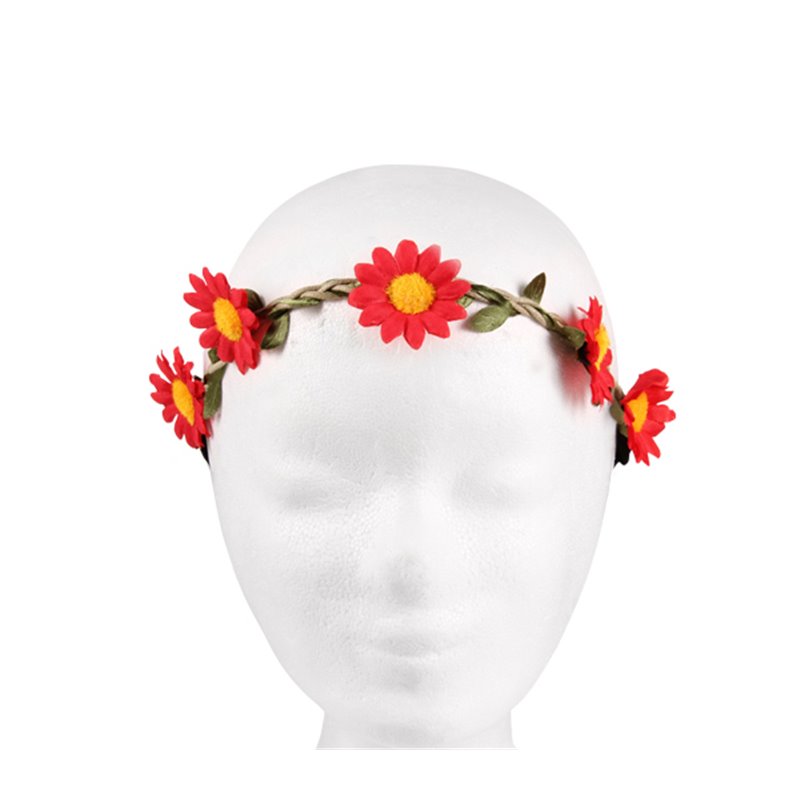 couronne de fleurs élastique rouge