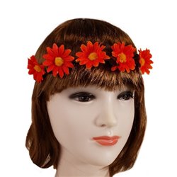 couronne de fleurs élastique rouge orange