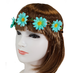 couronne de fleurs élastique turquoise