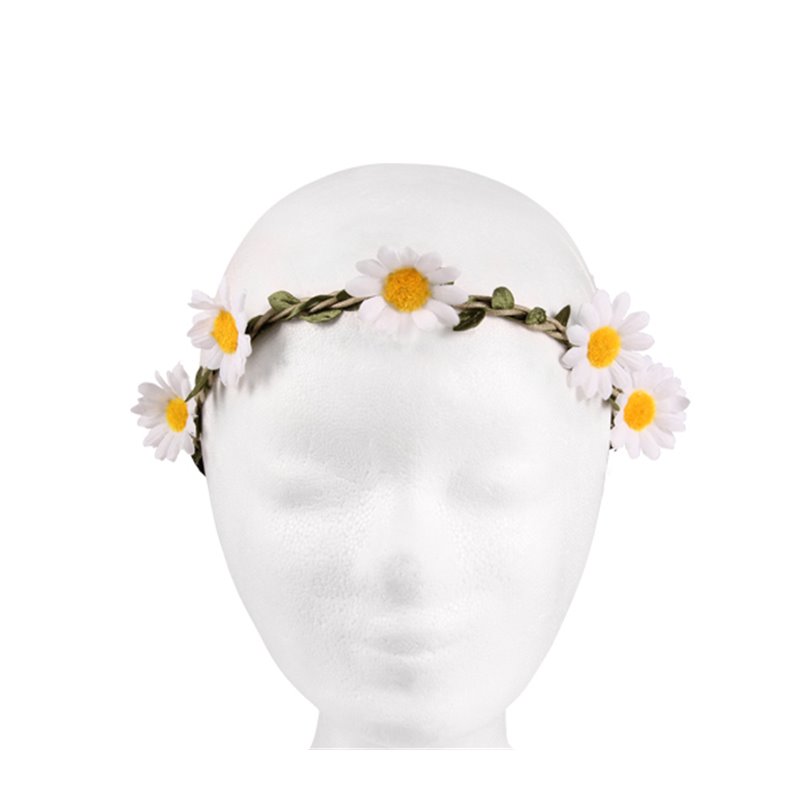 couronne de fleurs élastique blanc