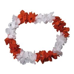 collier de fleurs épais tahiti rouge blanc 120mm