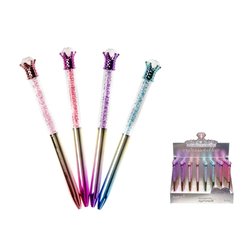 stylo princesse avec faux diamants et couronne mix 15,5cm