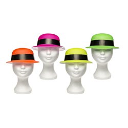 chapeau melon en pvc fluo jaune 20x17cm