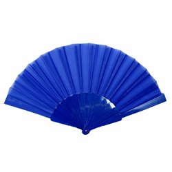 éventail plastique bleu 22cm