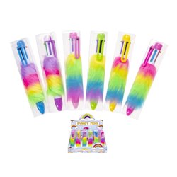 stylo bille 6 couleurs avec peluche rainbow mix 14cm