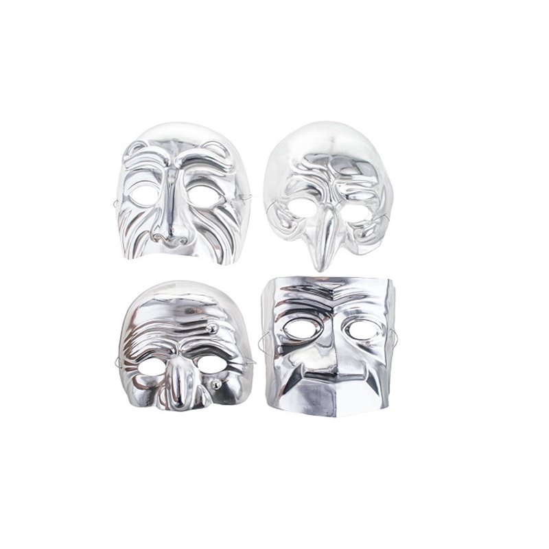 demi masque coque carnaval métallisé argent mix