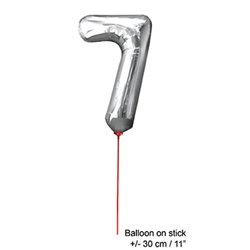 ballon chiffre "7" en aluminium avec bâton 30cm