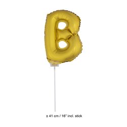 ballon lettre "b" en aluminium avec bâton 41cm or