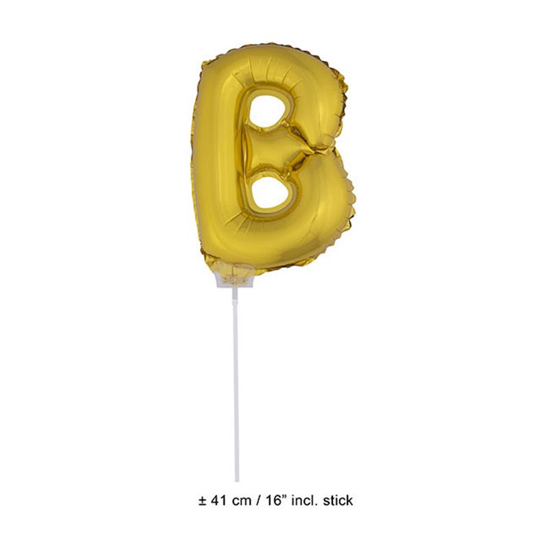 ballon lettre "b" en aluminium avec bâton 41cm or