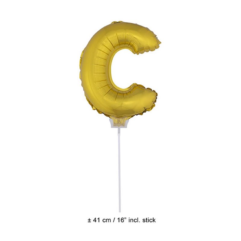 ballon lettre "c" en aluminium avec bâton 41cm or