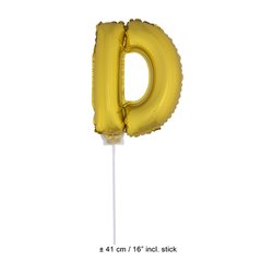 ballon lettre "d" en aluminium avec bâton 41cm or