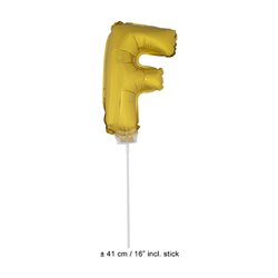 ballon lettre "f" en aluminium avec bâton 41cm or