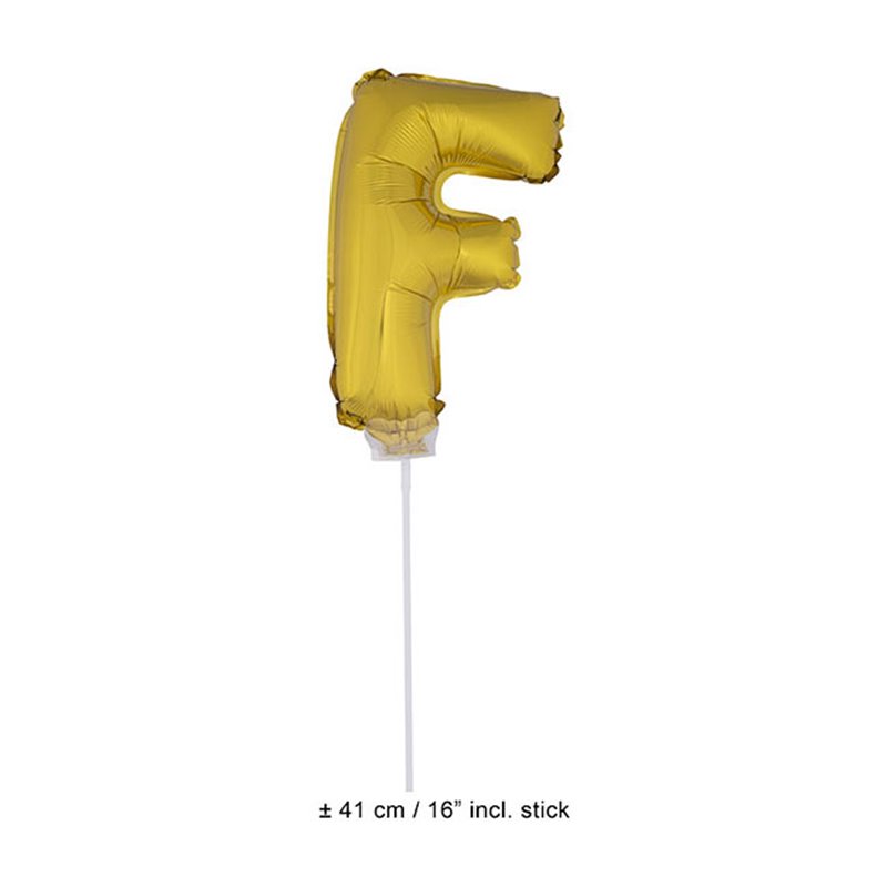 ballon lettre "f" en aluminium avec bâton 41cm or