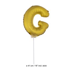 ballon lettre "g" en aluminium avec bâton 41cm or