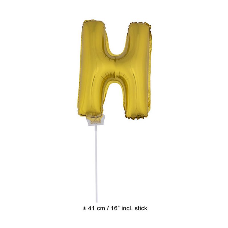 ballon lettre "h" en aluminium avec bâton 41cm or