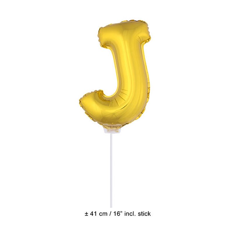 ballon lettre "j" en aluminium avec bâton 41cm or