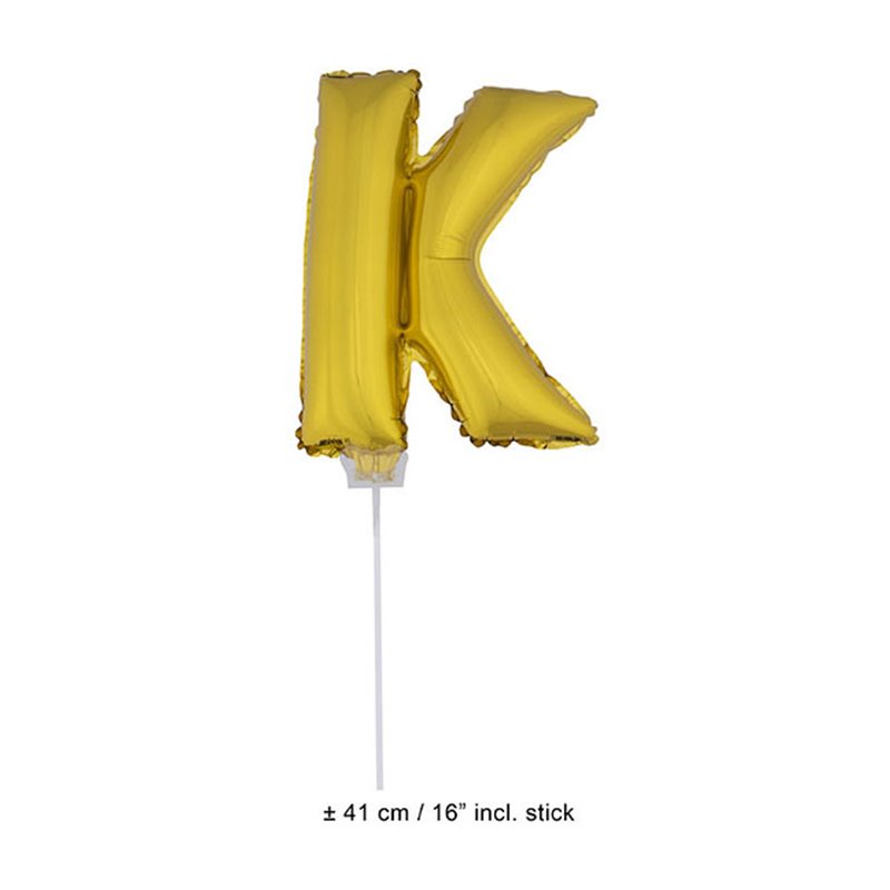 ballon lettre "k" en aluminium avec bâton 41cm or