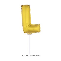 ballon lettre "l" en aluminium avec bâton 41cm or